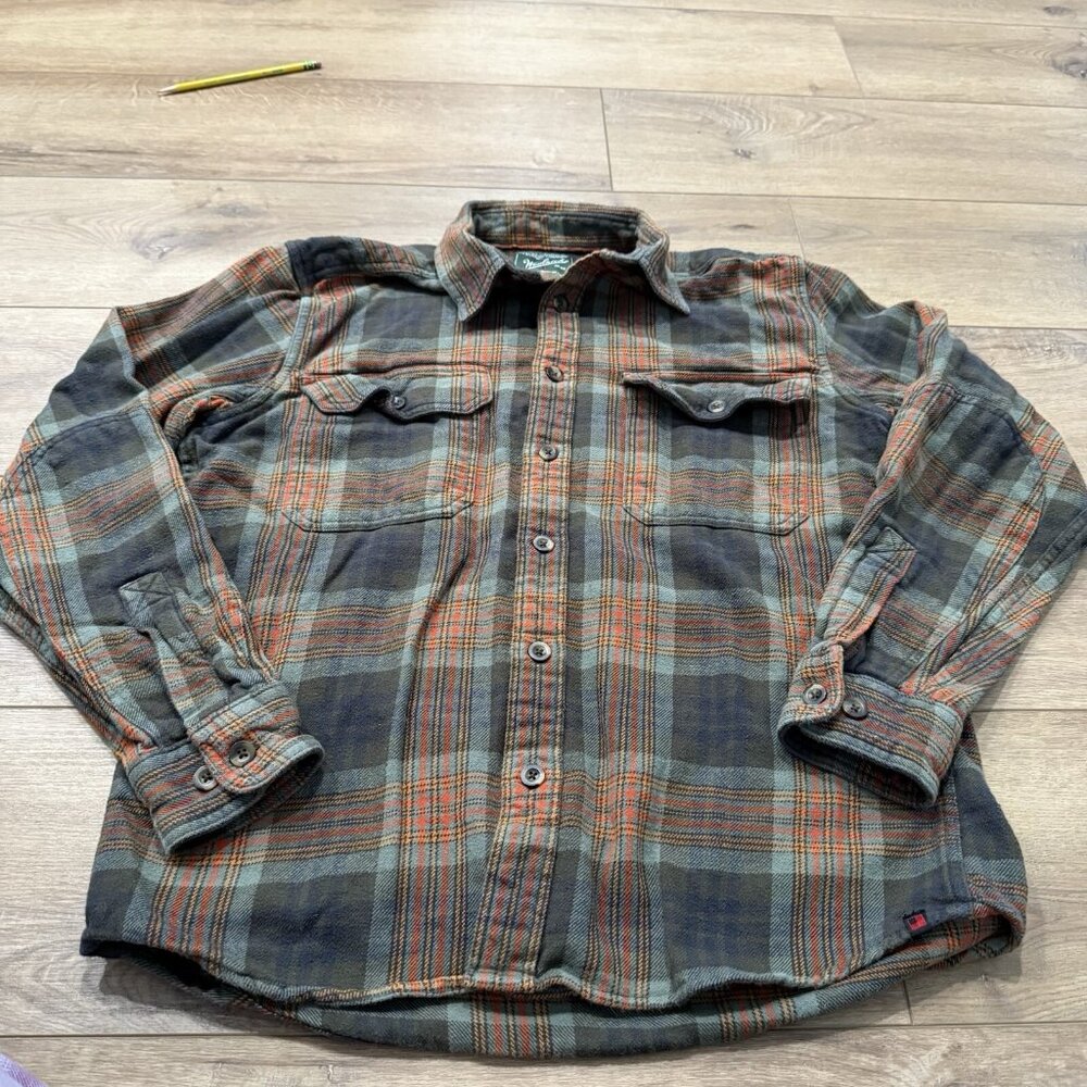 Woolrich Mens Shirt Multicolored Tartan Plaid Flannel Button Down Cotton Medium